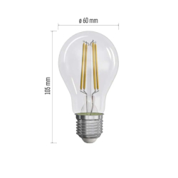 žárovka LED Filament A60, 3,8W (60W), E27, 806lm, 4000K (neutr.bílá) - energ.tř."A"