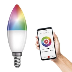 žárovka LED svíčka 4,8W, E14, 470lm, RGB, stmívatelná, WiFi GoSmart 