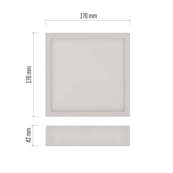 LED svítidlo NEXXO čtverec 170x170, přis.bílé, 12,5W, 1100lm, 4000K (neutr.bílá), IP40/20