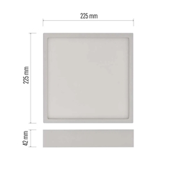 LED svítidlo NEXXO čtverec 225x225, přis.bílé, 21W, 1900lm, 4000K (neutr.bílá), IP40/20