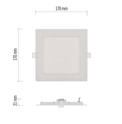 LED svítidlo NEXXO čtverec 170x170, vest.bílé, 12,5W, 1050lm, netr.bílá (4000K), IP40/20
