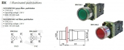 NG22-BW3462 ovladač stiskací, prosvětlený - červený, 1x rozpín.kontakt
