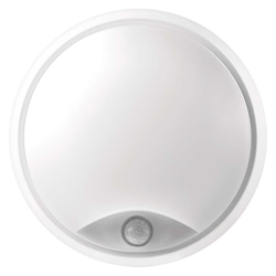 LED svítidlo s PIR čidl., kruhové, přisazené, 14W teplá bílá - bílá / černá