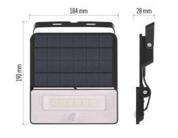LED solární reflektor SOLO s poh.čidlem 1600lm 4000K (neutr.bílá) IP54 černá