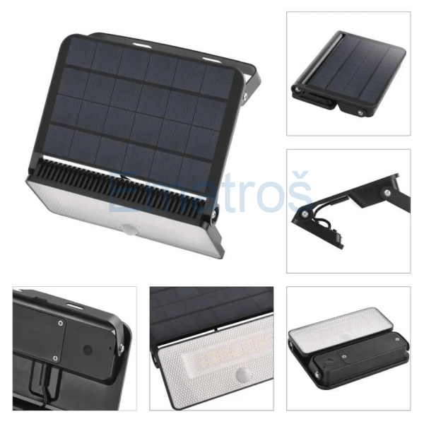 LED solární reflektor SOLO s poh.čidlem 1600lm 4000K (neutr.bílá) IP54 černá