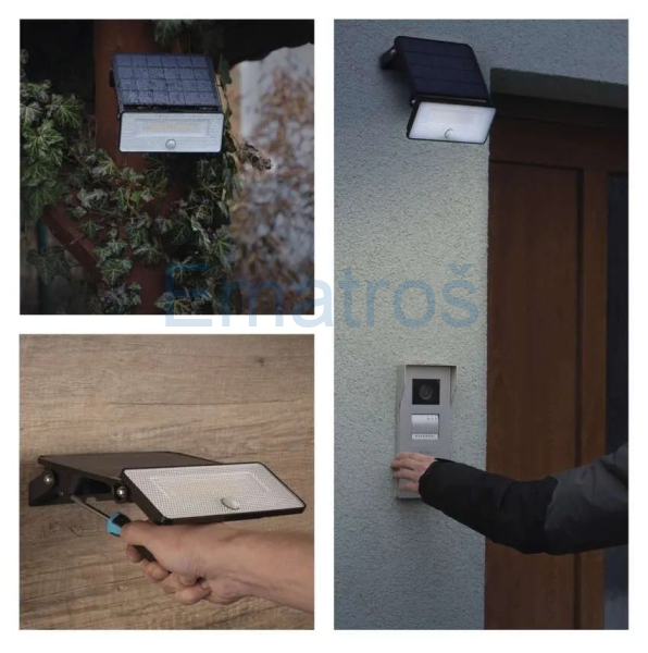 LED solární reflektor SOLO s poh.čidlem 1600lm 4000K (neutr.bílá) IP54 černá