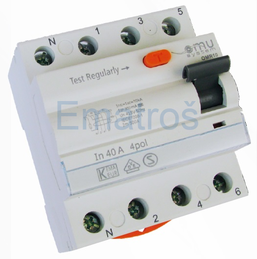 chránič OMR10 A 40A/4/300mA  10kA - typ "A" - OMU system